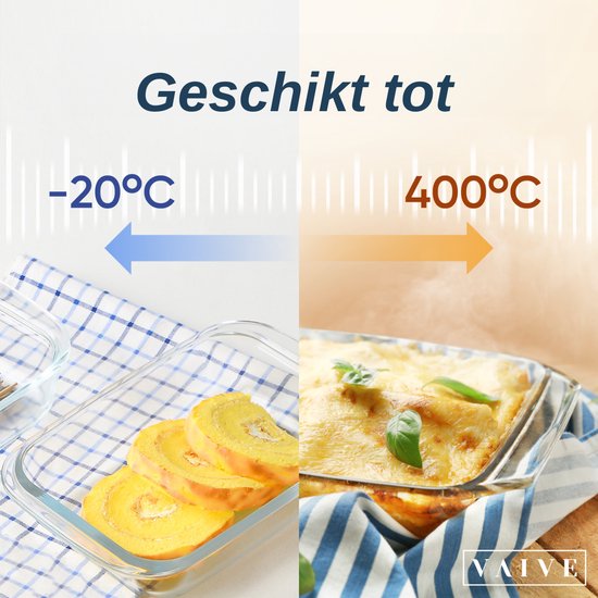 VAIVE 3-delige Ovenschaal Set - Rechthoekig - Glas