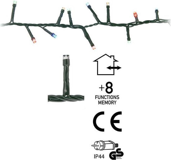 Kerstverlichting microcluster - 1000 LED - Multi Color - 20 Meter - 8 Standen