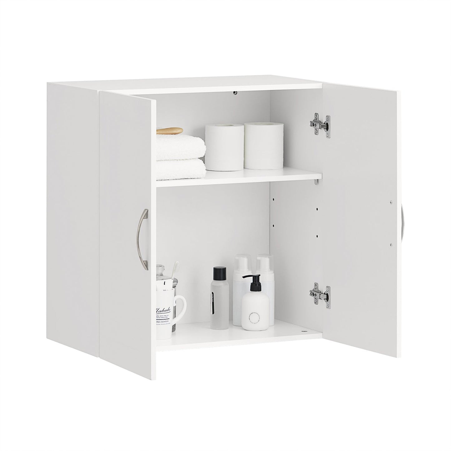 SoBuy Wandkast met 2 Deuren - 60x60x30 cm - Wit - Verstelbare Plank