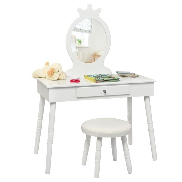 Coast Make-Up Kaptafel voor Kinderen - Met lade - Incl. Krukje - Wit