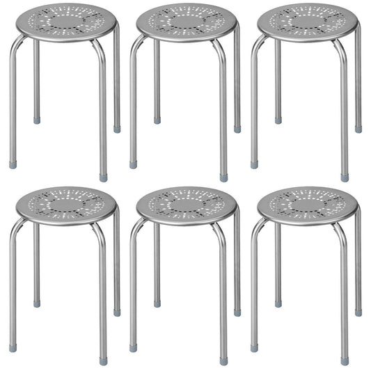 Coast 6-delige set stapelbare metalen krukken - versterkt frame - direct klaar voor gebruik - grijs