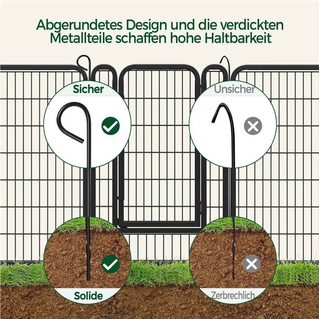 Yaheetech Puppyren 8 Panelen 100 x 68 cm - Zwart - Opvouwbare Hondenren met Deur voor Puppies en Kleine Huisdieren
