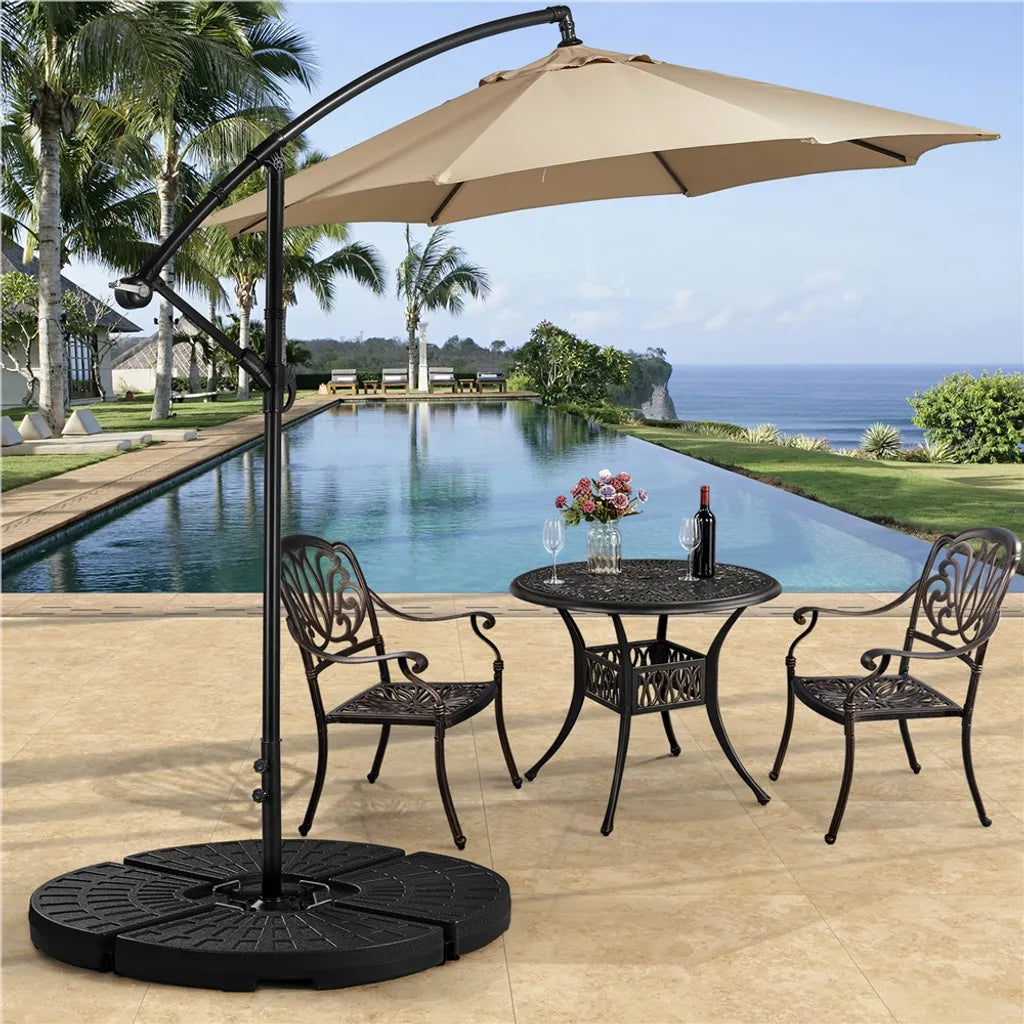 Yaheetech Parasolvoet 4-delige Set - Zwart - Vulbare Parasolgewichten voor Zweefparasol tot 66 kg Zand of 52 kg Water