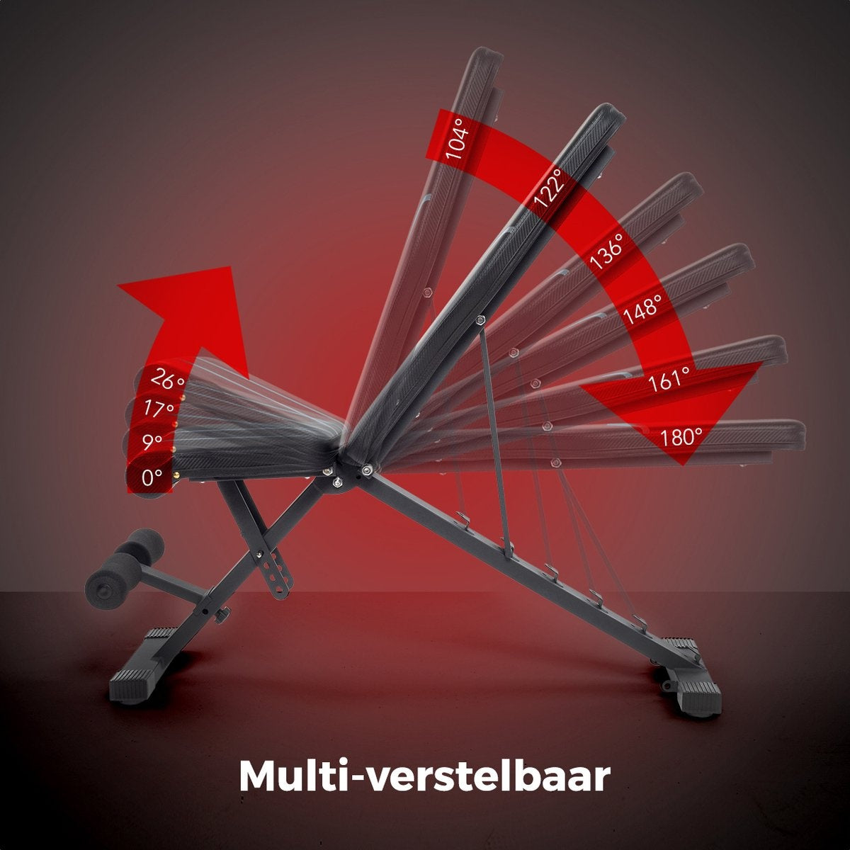 LifeGoods Fitness Halterbank - Fitnessbank - Bench Press - Trainingsbank - Verstelbaar - Inklapbaar - Zwart/Grijs