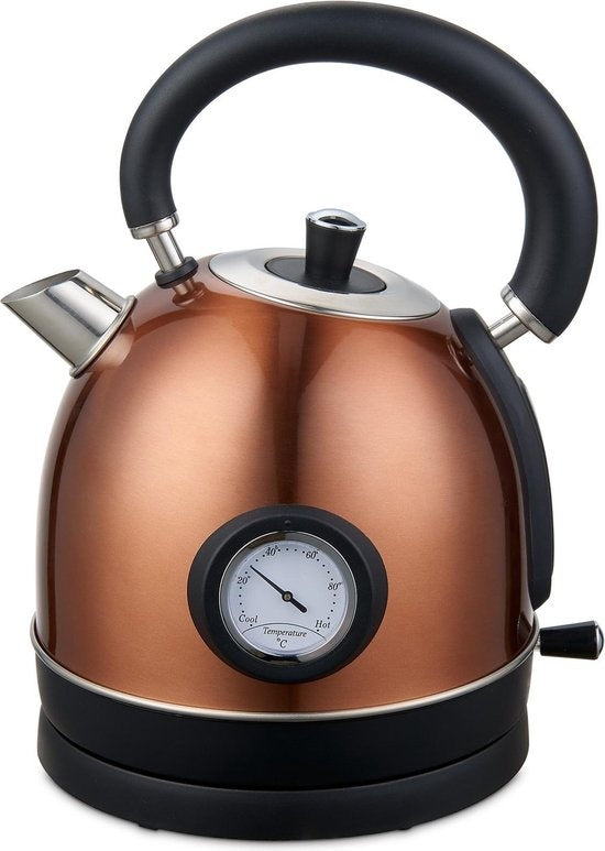 MOA Waterkoker Retro EK3TC – 1,8L – RVS – BPA-Vrij – 2200W – Koper – Ingebouwde Thermometer – Anti-Kalkfilter