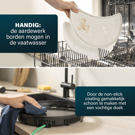 Princess Dinner4All 103080 - Gourmetstel - Grill & Bakplaat - Extra lang 2 meter snoer - 4 personen - Vaatwasserbestendig - PFAS-vrij - Uitbreidingsset beschikbaar