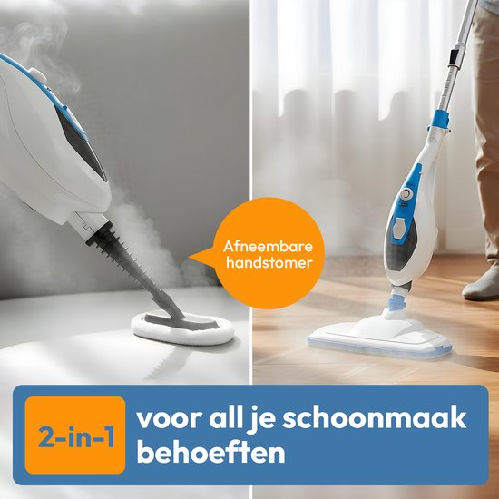 BOLLIT Hoge Druk 2 in 1 Stoomreiniger - Handstomer - 1500W 16 in 1 - Vlekkenreiniger - Voor Alle Vloeren, Bank, Badkamer En Tapijt Reinigen