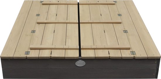 AXI Ella XL Houten Zandbak in Grijs/Bruin - Met Zitbankjes en Deksel - FSC hout - 120x120x20cm - Zandbak voor kinderen