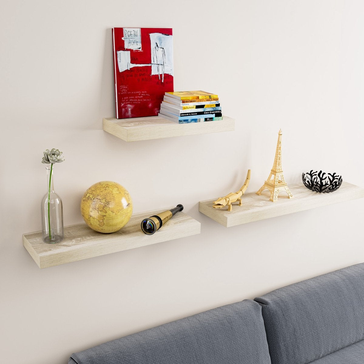 Casaria Wandplank Zwevend - 110 cm 15kg Belastbaar - Eiken