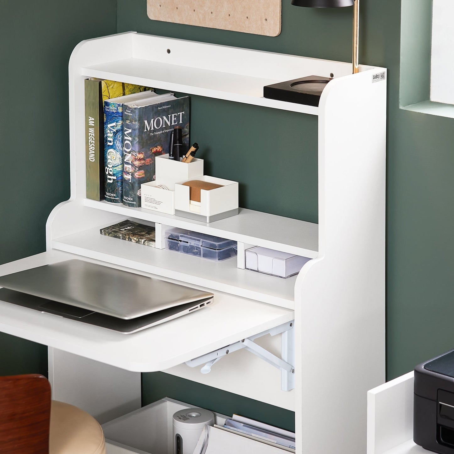 SoBuy Opklapbaar Bureau FWT105-W - 64 x 62 x 98 cm - Wit