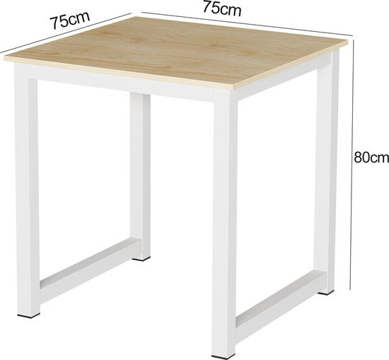Keukentafel - bureau tafel - 75 cm x 75 cm - wit bruin