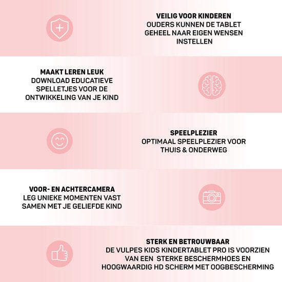 Vulpes Goods® Kids - Kindertablet - Tablet Kinderen - Ouder Control App - 100% Kids Proof - 3500 mAh - Android 10 Go - Incl. Ingebouwde Beschermhoes, Screenprotector & Oogbescherming - 32 GB - Met Touchscreen Pen- PRO versie - Blauw
