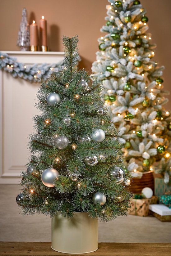 Black Box Trees Glendon Kunstkerstboom in Pot met 30 LED lampjes - H90 x Ø51cm - Groen