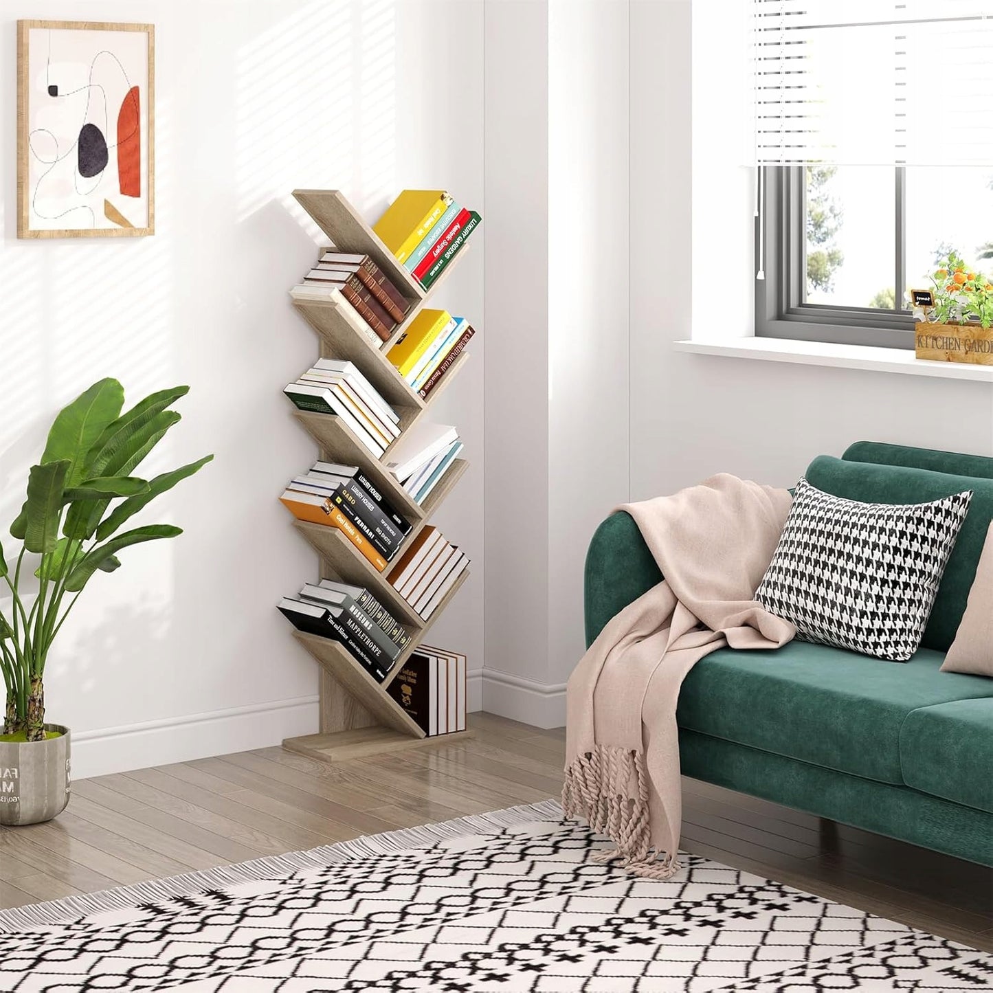 Eugad Boomvormige Boekenkast - Licht Eiken - 40 x 127 x 20 cm