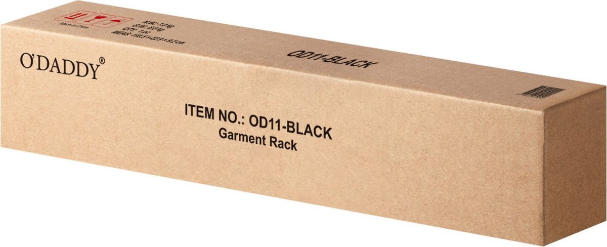 O'DADDY® Kledingrek op wieltjes - Garderoberek - Uitschuifbare Hangstang - Stevig Ontwerp - Stabiel tot 130kg- Metaal - Zwart