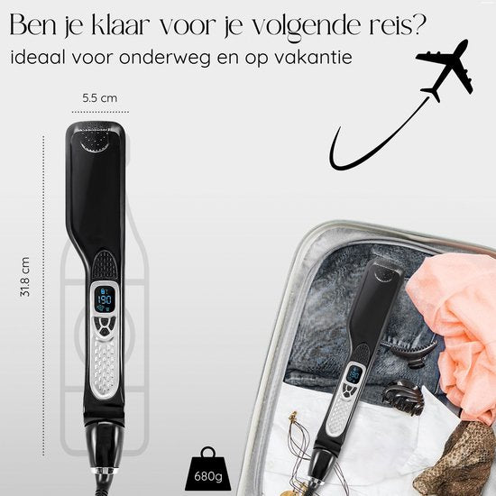 Sansbeauté® Stoomstijltang - Stoom Stijltang - Brede Platen - Professionele Stijltang – stoomstijltangs - Zwart