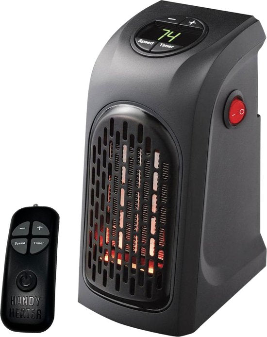 Ontel Handy Heater – Elektrische Mini Verwarming voor in Stopcontact – 500W – Compacte Kachel met Afstandsbediening - Mini Heater