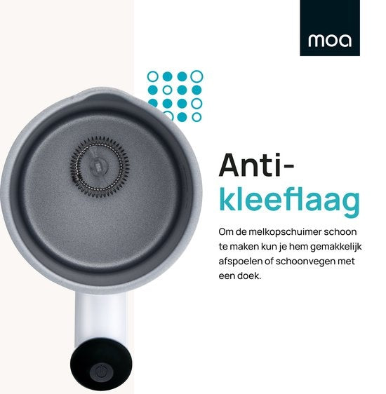 MOA Melkopschuimer - BPA vrij - Voor Opschuimen en Verwarmen - Wit - MF1W