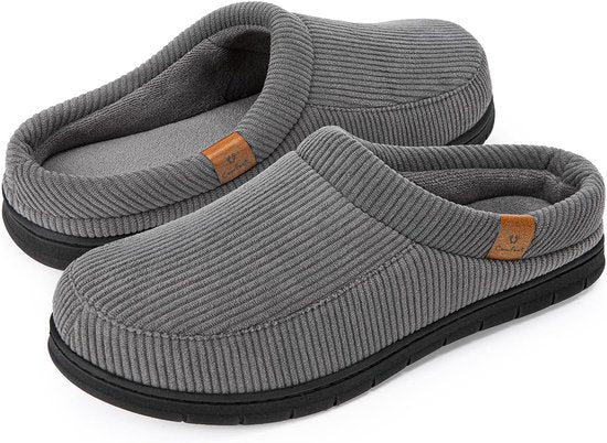 Pantoffels Heren - Sloffen - Maat 42/43 - Grijs - Corduroy - Anti-slip - Comfeet