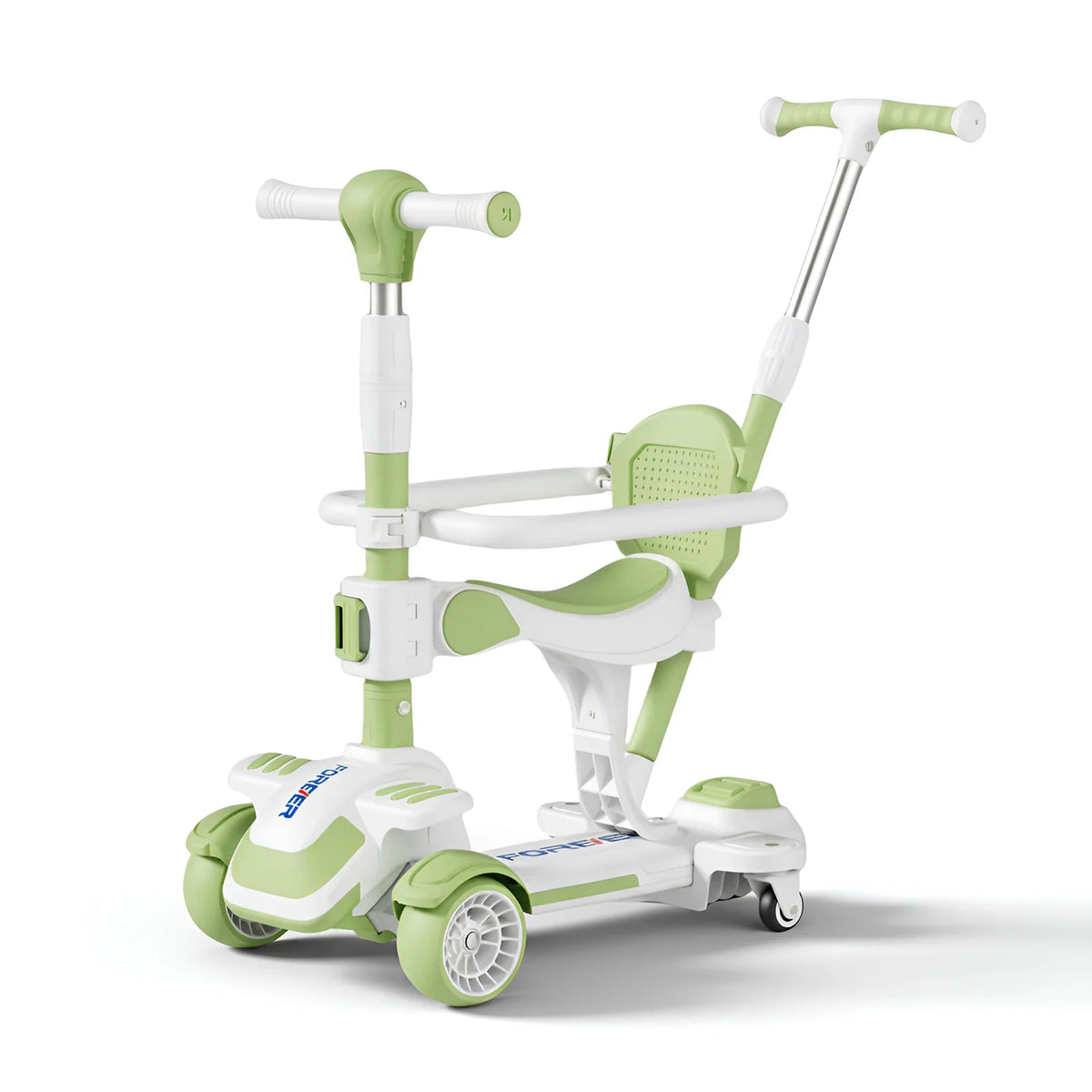 Neuleb 6-in-1 Kinderstep 4 Wielen - Groen - 3-8 Jaar, Draaibare Zitting, Tot 100 kg