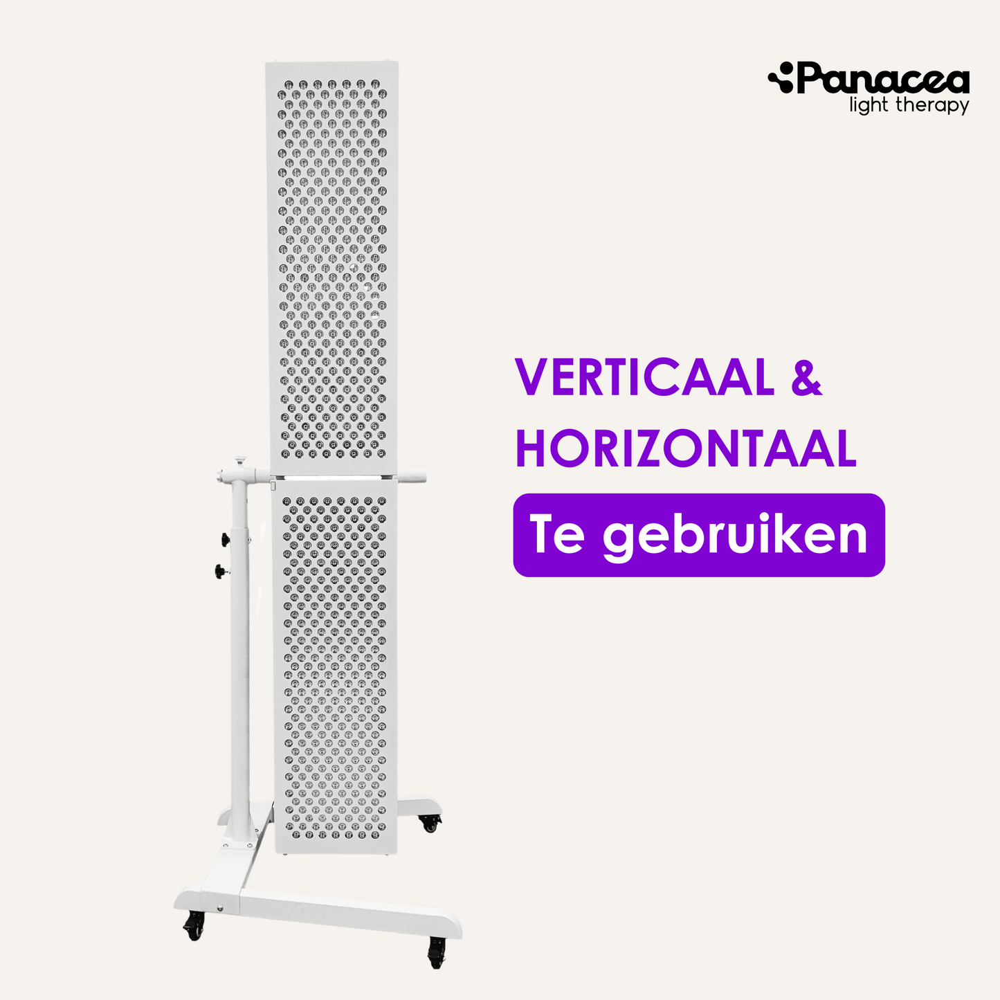 Panacea Light Therapy Verrijdbare Panel Stand – Verstelbare Hoogte tot 160 cm – Max. 20 kg – Metaal – Wit