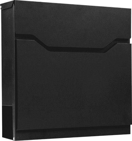 BRASQ Brievenbus Premium Zwart - Wandbrievenbus - Incl. Montagemateriaal & 2 Sleutels - met Krantenvak en Slot - RVS