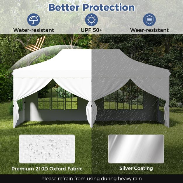 Coast Partytent - Paviljoen - Pop-up - Opvouwbaar - Met Zijwanden - Waterdicht - Met Draagtas - 300 x 600 cm – Wit