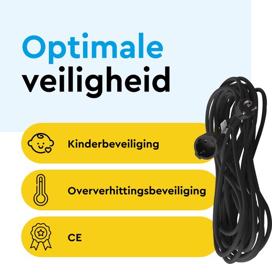 BRASQ Verlengsnoer 30 meter Zwart - Verlengkabel met randaarde - Verlengkabel voor binnen