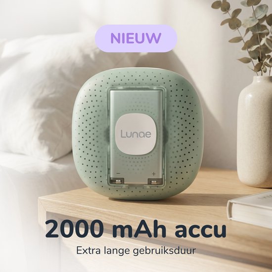 Lunae White Noise Machine 2026 - Witte Ruis Apparaat met Nachtlampje - Geschikt voor Baby's, Kinderen en Volwassenen - Slaaphulp Baby - Slaaptrainer kinderen - Mint Groen