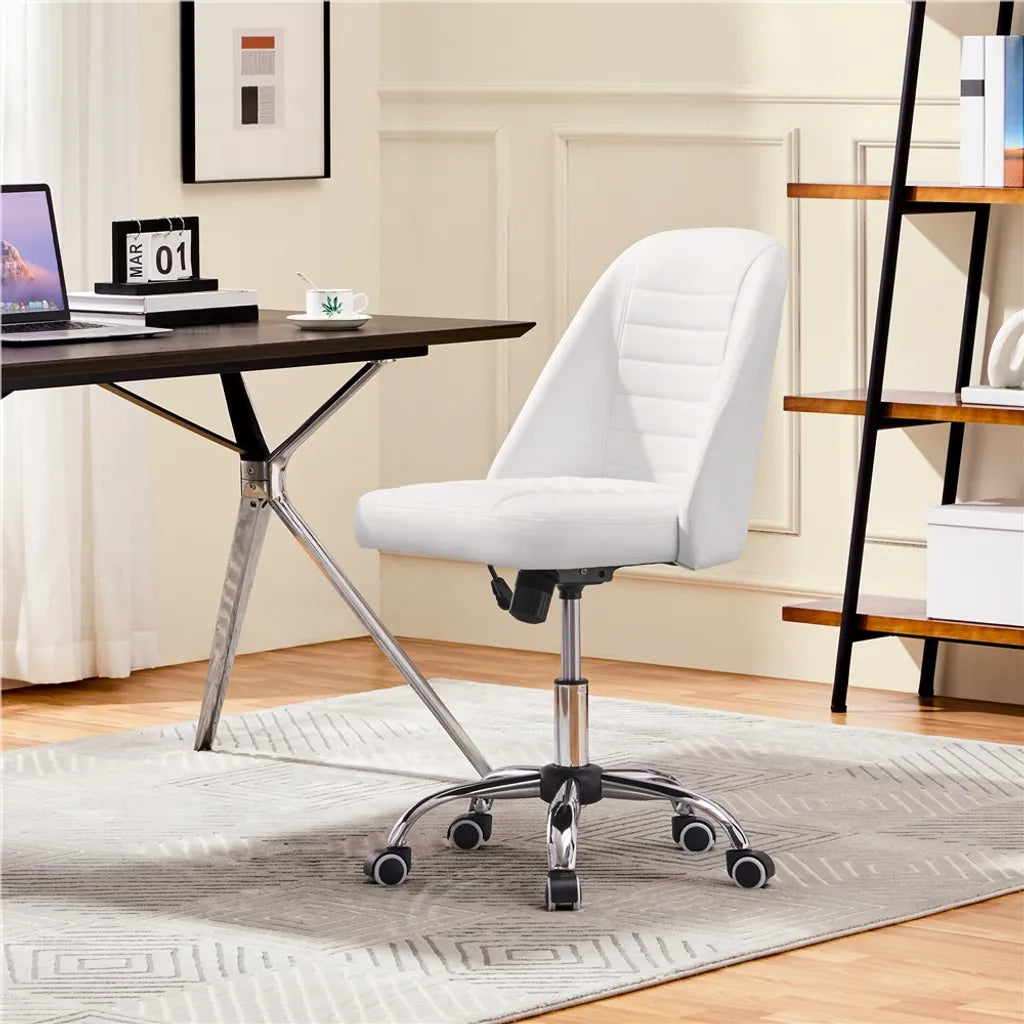 Yaheetech Bureaustoel Wit Ergonomisch Gestoffeerd