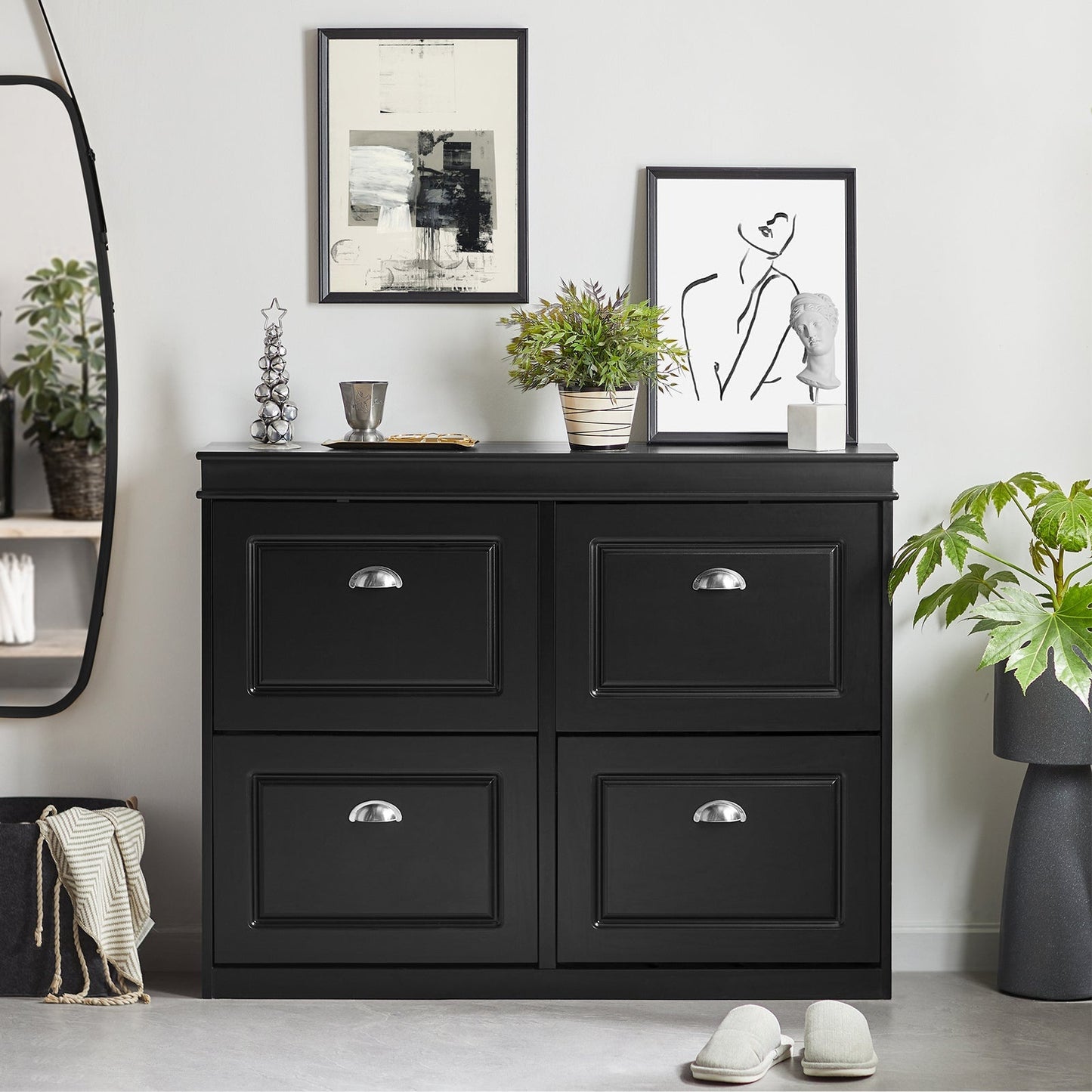 SoBuy Schoenenkast met 4 lades - 105 x 24 x 82 cm - Zwart