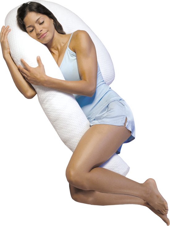 Dreamolino Swan - ergonomisch zijslaper kussen - 7-in-1 comfortkussen - ondersteunt & heeft een stabiliserende werking - zwangerschapskussen - borstvoedingskussen - ademend lichaamskussen