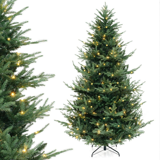 Coast Kunstkerstboom 240 cm Groen – Scharnierend – Voorverlicht met 450 Warm Witte LED’s – Vol & Realistisch – Met Metalen Standaard
