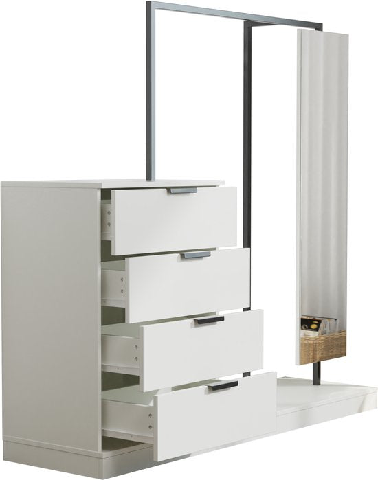 Kledingrek - ladekast met spiegel - kledingkast - opbergkast kleding - hangkast kleding