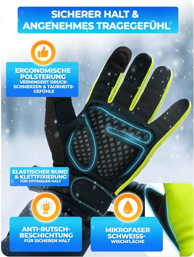 MIVELO Fietshandschoenen Winter - Geel - Maat S - 3M Thinsulate, Touchscreen