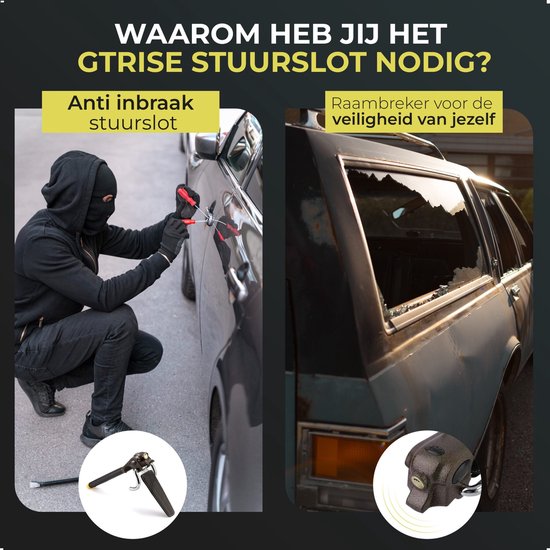 Gtrise Stuurslot Voor Auto - Stoplock - Auto - Camper - Pro - Opbergtas
