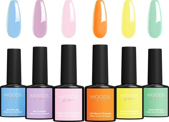 Moods Gellac 6-delige Set - Gel Nagellak - 8ML - Meet me at the Beach Edition - Gellac - Nagels - Gellak Starterspakket - Zomerse Kleuren
