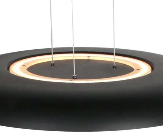 Hanglamp Golden Veil 4332ZW - Moderne zwarte hanglamp met gouden binnenzijde, hoogte instelbaar tot 125 cm, met ingebouwde LED-verlichting - Steinhauer