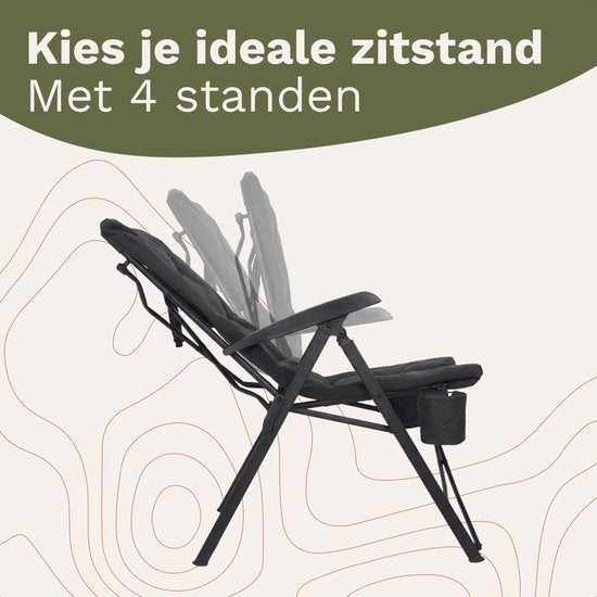 TRVLMORE Campingstoel Luxe - Opvouwbaar - 150KG Draagvermogen - Incl. Draagtas - Klapstoel - Kampeerstoel - Vouwstoel - Zwart