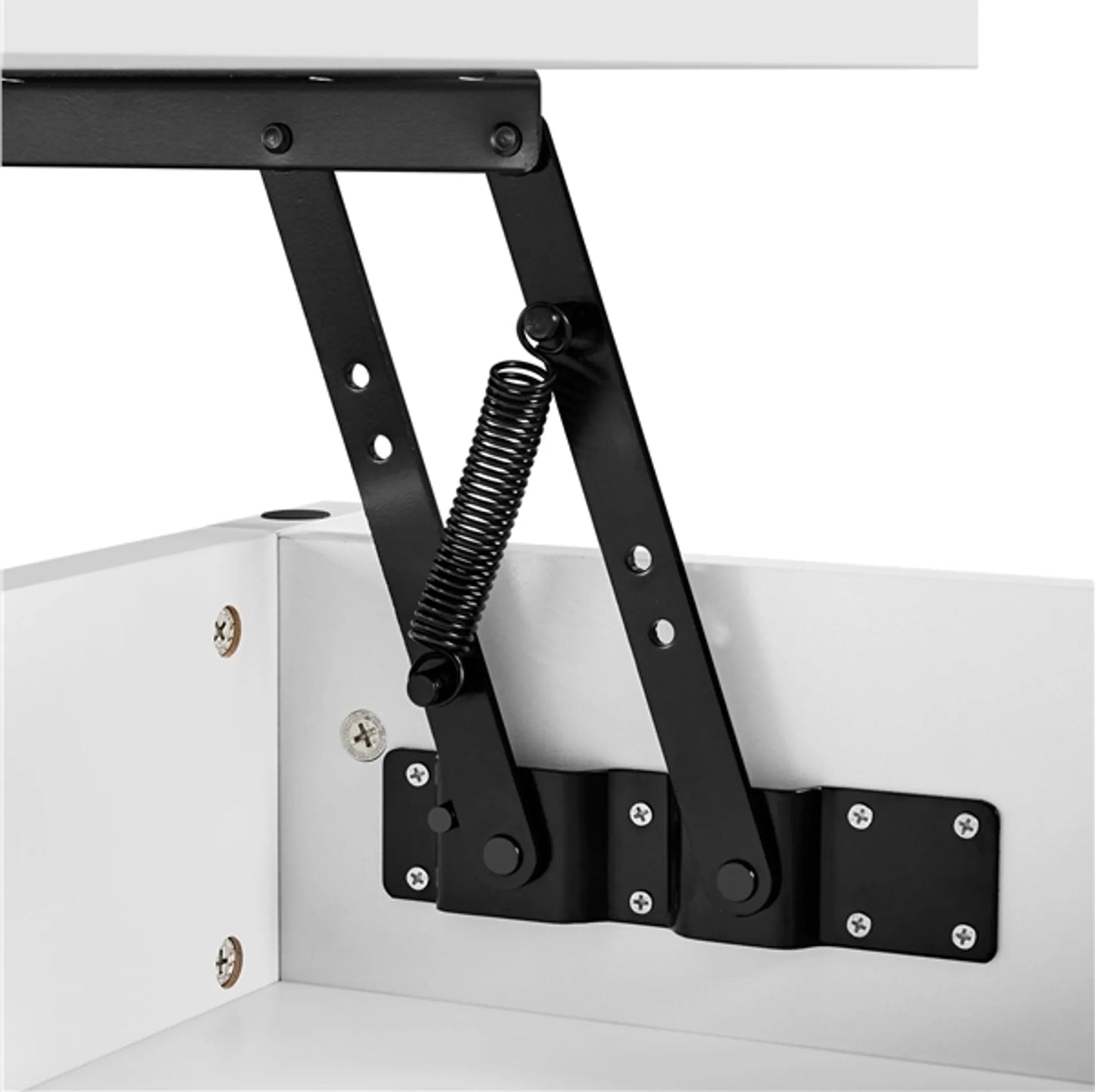 Yaheetech Salontafel Met Lift-Top Functie – Voorzien Van Verborgen Opbergruimte En Twee Open Planken En Veermechanisme – Voor Woonkamer En Kleine Ruimtes – Wit Mdf En Metaal – 104,5 x 49,5 x 49-61,5 cm