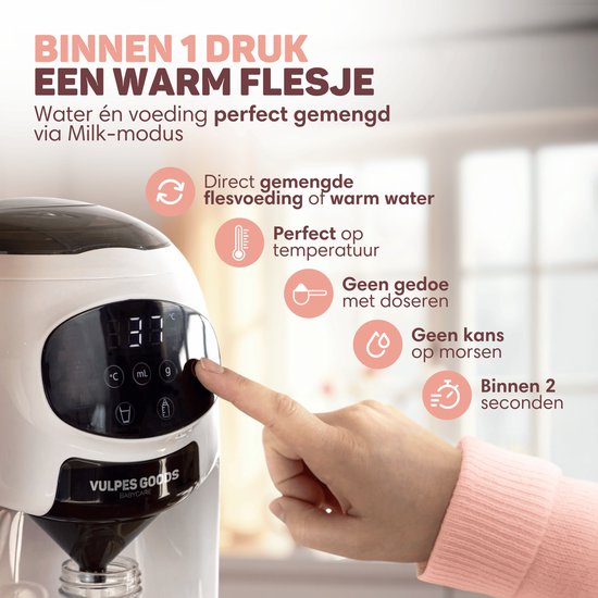 Vulpes Goods® BabyCare - Baby Fles Maker Automatisch - Baby Formula Maker PRO - Flesvoeding Apparaat - Automatische Flessenbereider - Baby Melkmachine - Incl. Schoonmaakset