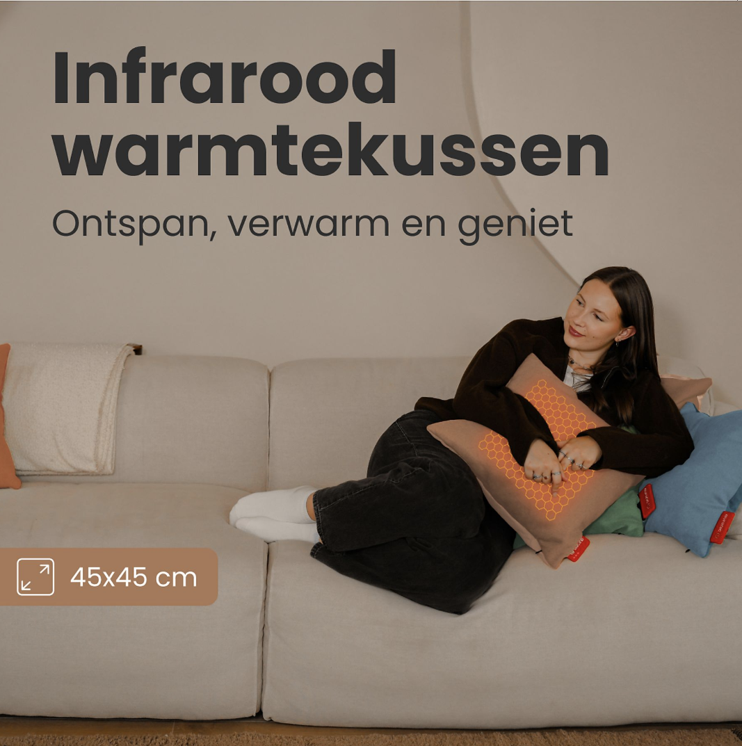 Auronic elektrisch warmtekussen infrarood classic 45x45 cm – oplaadbaar – 3 warmtestanden – oud roze