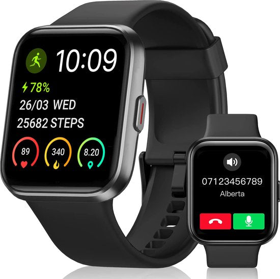 Maoo Maximize Smartwatch – Volledige Belfunctie, Hartslagmeter, Stappenteller, Multisport – Android & iOS – Zwart