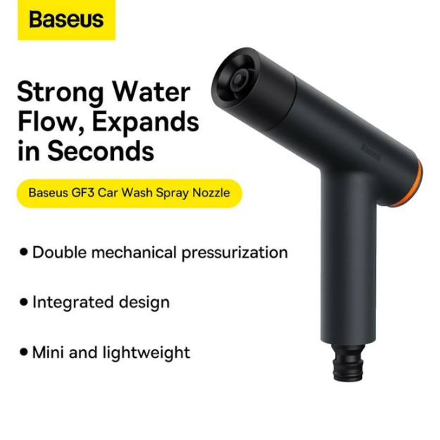 Baseus GF3 Autowassproeier - 15 m Uitschuifbare Waterslang - 3 Sproeistanden - Universele Koppeling - Donkergrijs