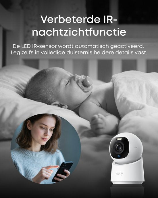 eufy Security Indoor camera E30 - Indoor Cam - Huisdiercamera met app - Petcam - 4K UHD - Pan & Tilt - AI Mens - en Huisdierdetectie - Kleurennachtzicht - Compatibel met Apple HomeKit - Tweewegcommunicatie - Lokale Opslag - Geen Abonnementskosten