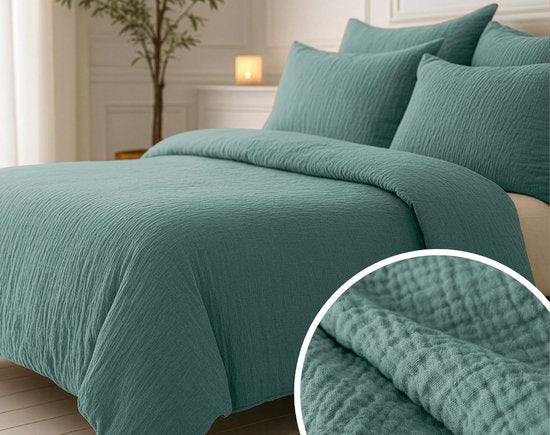 Sleeptime 2 in 1 Mousseline Dekbed - Dekbed zonder Overtrek Inclusief Kussensloop - 240x200 - Groen