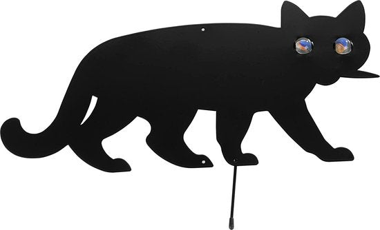 Maximex Vogelverschrikker katten set van 2, verdrijft ongewenste gasten uit de tuin, van zwart gelakt metaal, met fonkelende kogen, afmetingen (b x h): 37 x 24 cm