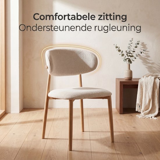 Bayt Japandi eetkamerstoelen - Set van 2 - Beige