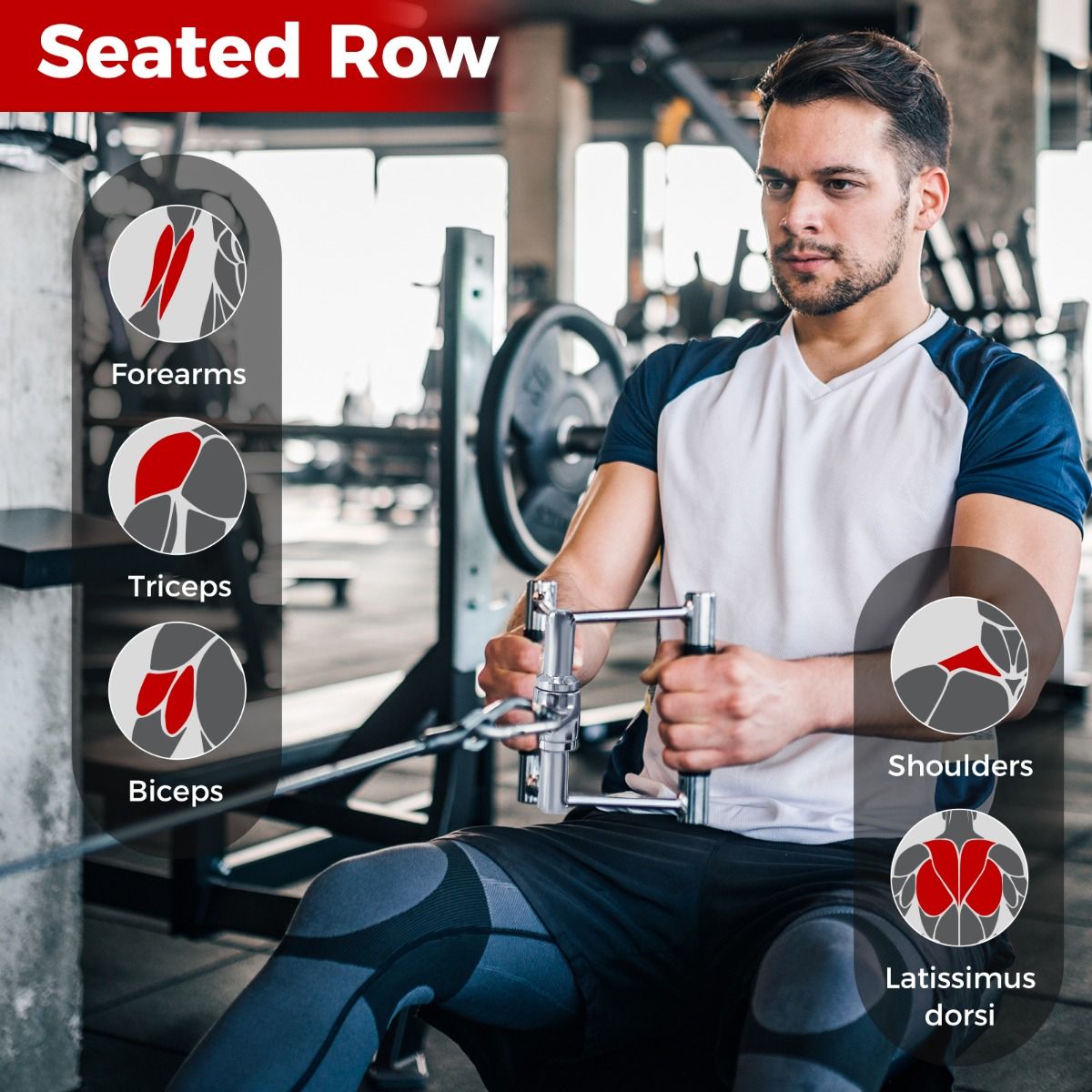Coast Kabelmachine Accessoireset - V-handvat - Dubbel D-handvat - Triceps touw - Zwart en zilver