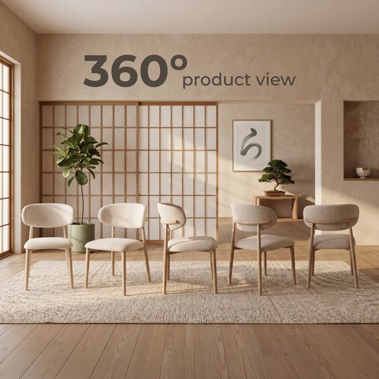 Bayt Japandi eetkamerstoelen - Set van 2 - Beige